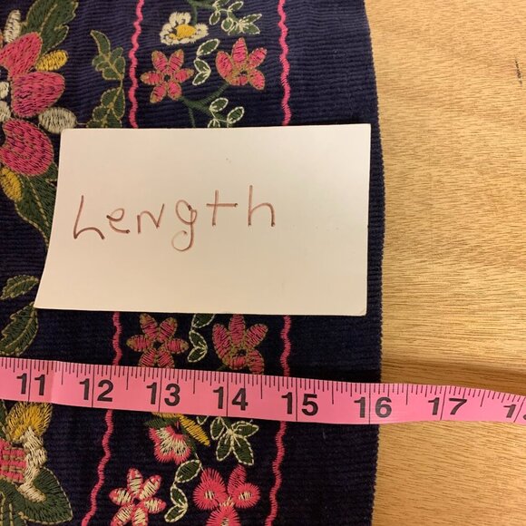 Harper Heritage skirt SZ M navy corduroy mutli floral embroidered mini boho - Picture 8 of 8
